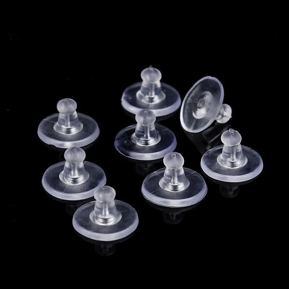 

100 Pcs Jewelry Clear Pads Plugging Caps Stud Round Blocked DIY Backstops Safety Soft Stoppers Ear Plugging Earring Backs
