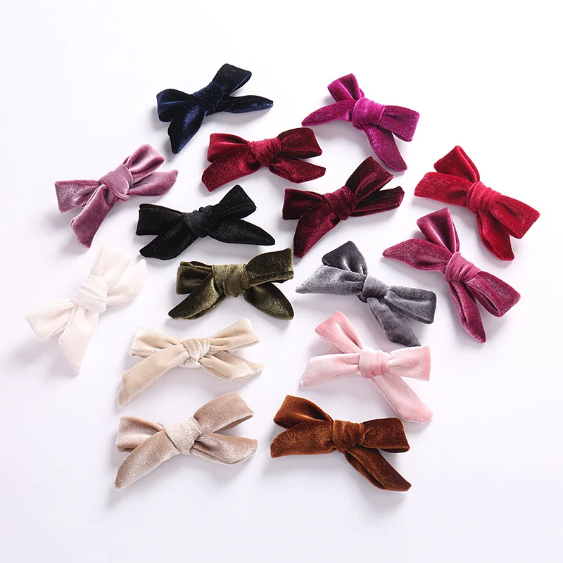 

Children Baby Fashion Solid Velvet Hair Clips For Girls kids Knot Bow Hairgrips Hair Barrettes Women Hair Accessories Wholesale