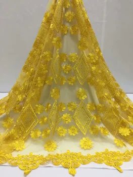 

African Rhinestones 3D Tulle Lace Fabric 2019 African French Lace Fabric High Quality Nigerian Embroidery Tulle French Lace