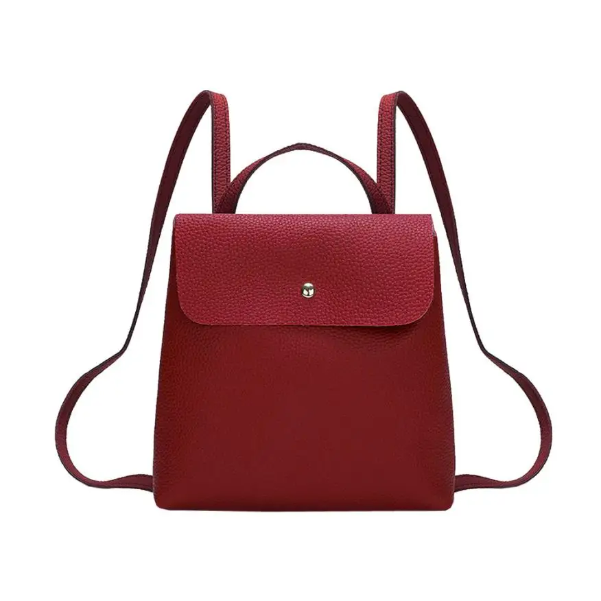 

New Fashion Girl Pure Color backpack women leather Mini School Bag Backpack Shoulder Travel bags for women 2018 #W