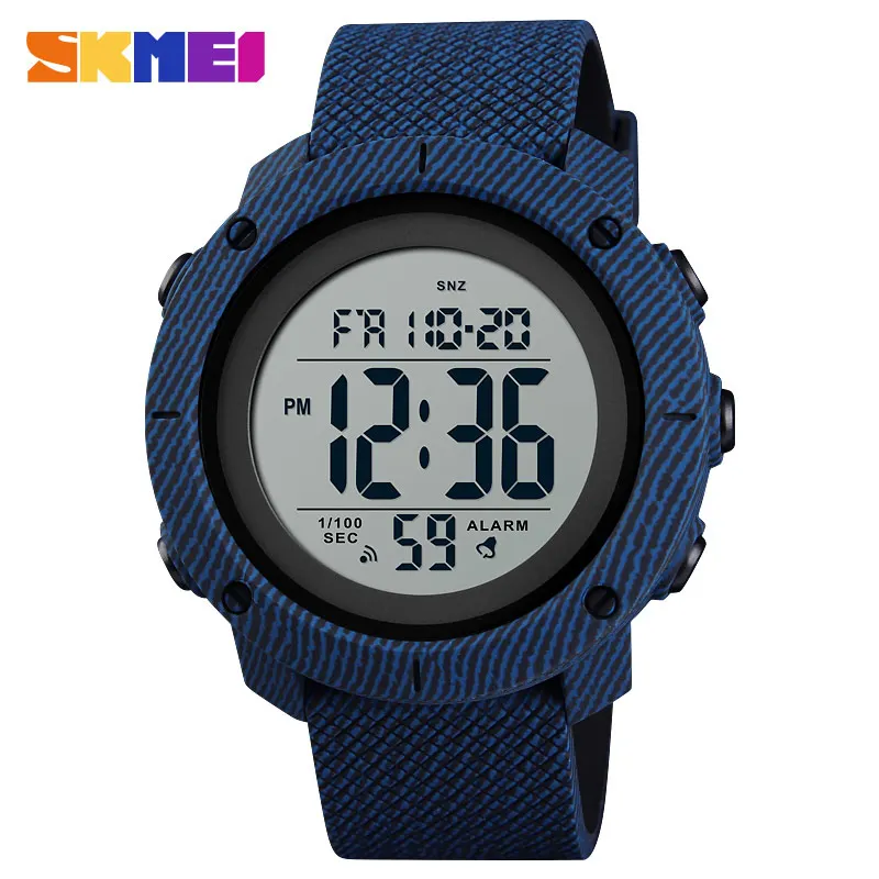 SKMEI Для мужчин смотреть цифровые спортивные открытый часы Секундомер двойной обратный отсчет будильник Водонепроницаемый электронные Relógio Masculino - Цвет: Blue Watch