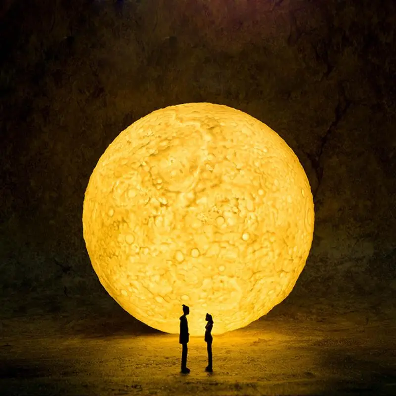 buy 13cm Rechargeable 3D Print Moon Lamp Touch Switch Bedroom Bedside LED Bookcase Night Light Creative Gift Home Bedroom Decor