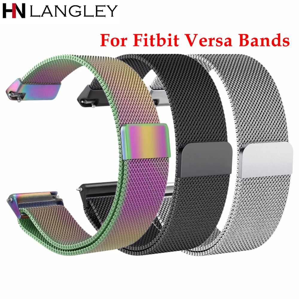 23 мм Versa Milanese Loop Нержавеющая сталь замена группы для Fitbit Versa Смарт часы с уникальным магнит замок