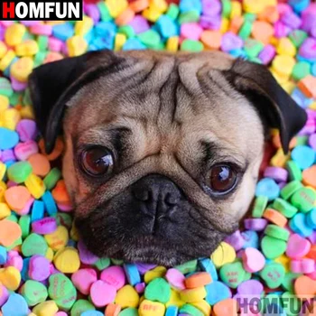 

HOMFUN Full Square/Round Drill 5D DIY Diamond Painting "Animal dog candy" 3D Diamond Embroidery Cross Stitch Home Decor A19223