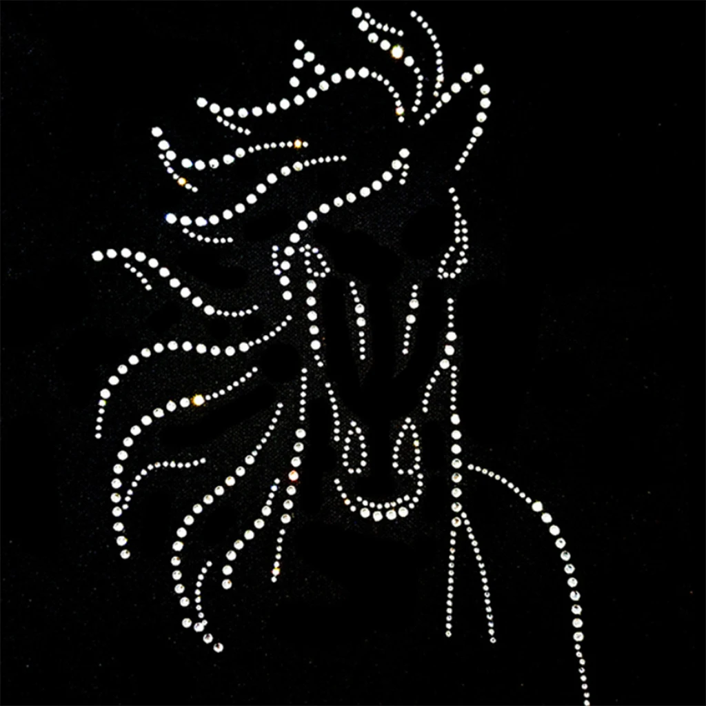 Horse Hotfix Crystal Rhinestone Heat Transfer Iron-on Patches For Garment Decor For T-shirt tops pants hoodies tote bags caps