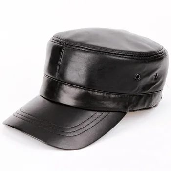 

fashion men and women leather flat hat black leather hat baseball cap for men accessory