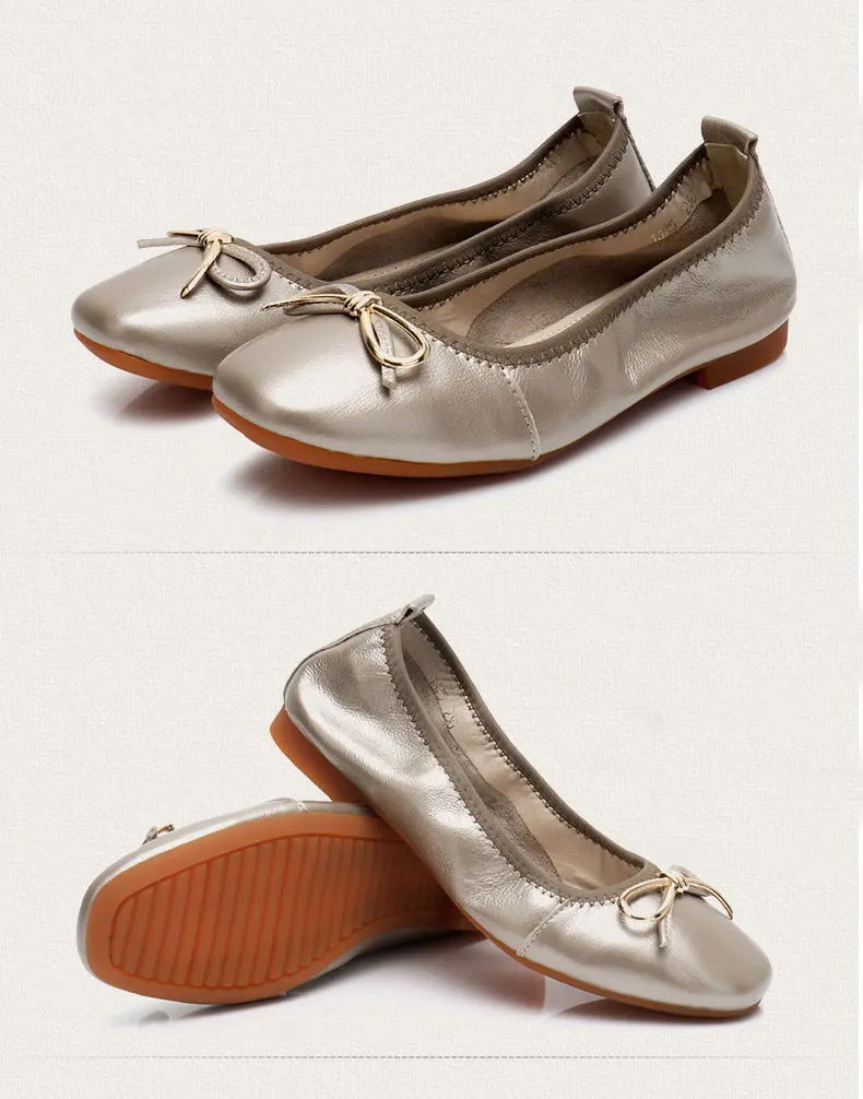 Women's Handmade Shoes Genuine Leather Ballet Flat Slip On Mother Shoes Woman Loafers Soft Single Casual Moccasins Women Shoes (4)