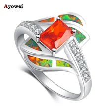Нежные красные кольца дизайн оранжевый огненный опал Серебро штампованные циркониевые кольца модные украшения американский размер#6,5#7,5#6,75#9 OR628A