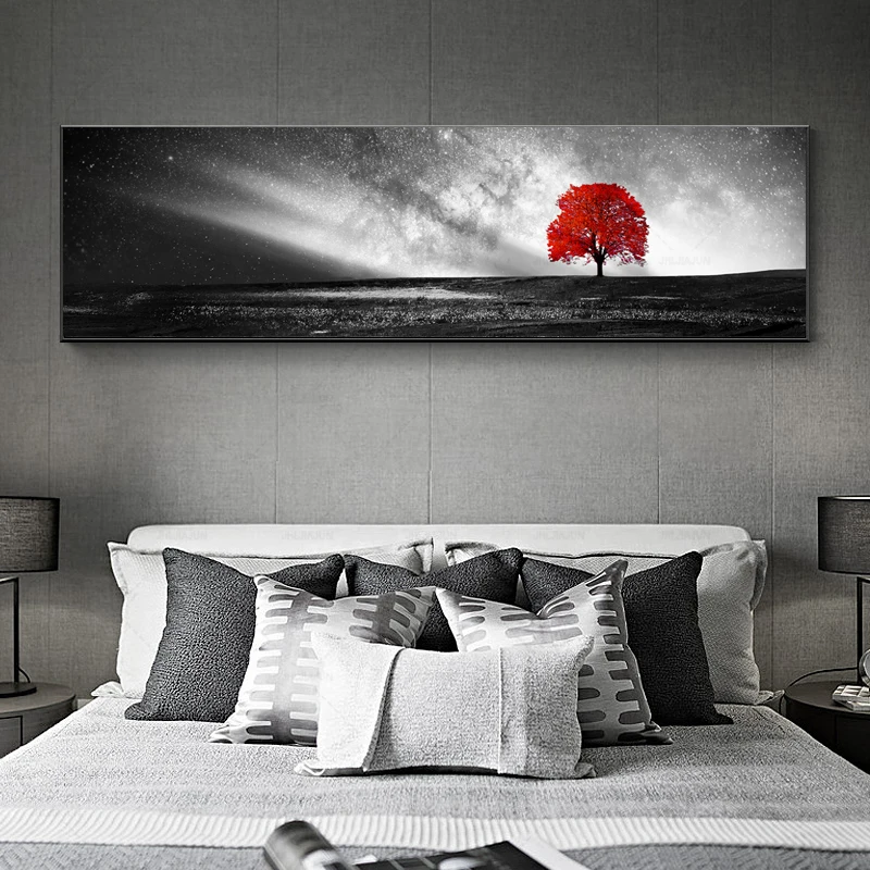 HD печати живопись Черно-белые красное дерево Cuadros; пейзаж картины на холсте домашний декор для Гостиная картина на стену