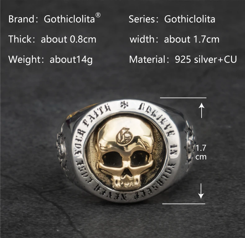 Anéis de Prata para o Homem Crânio Vintage Punk Prata Esterlina Moda Jóias Hippop Cultura Rua Mygrillz 7 Crânio anéis de prata para o homem