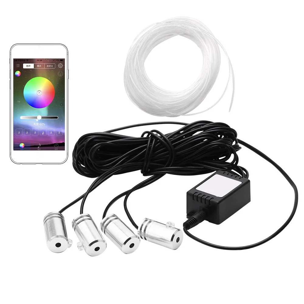 

5 in 1 12V Sound Active The Neon Strip Light RGB LED Car Interior Light Multicolor Bluetooth Phone Control Atmosphere Light