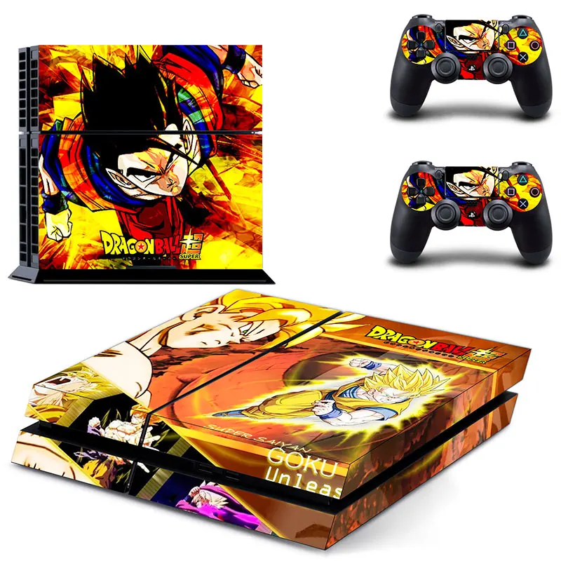 Виниловая наклейка Dragon Ball Z Goku на кожу для консоли Sony PS4 PlayStation 4 и 2 контроллера