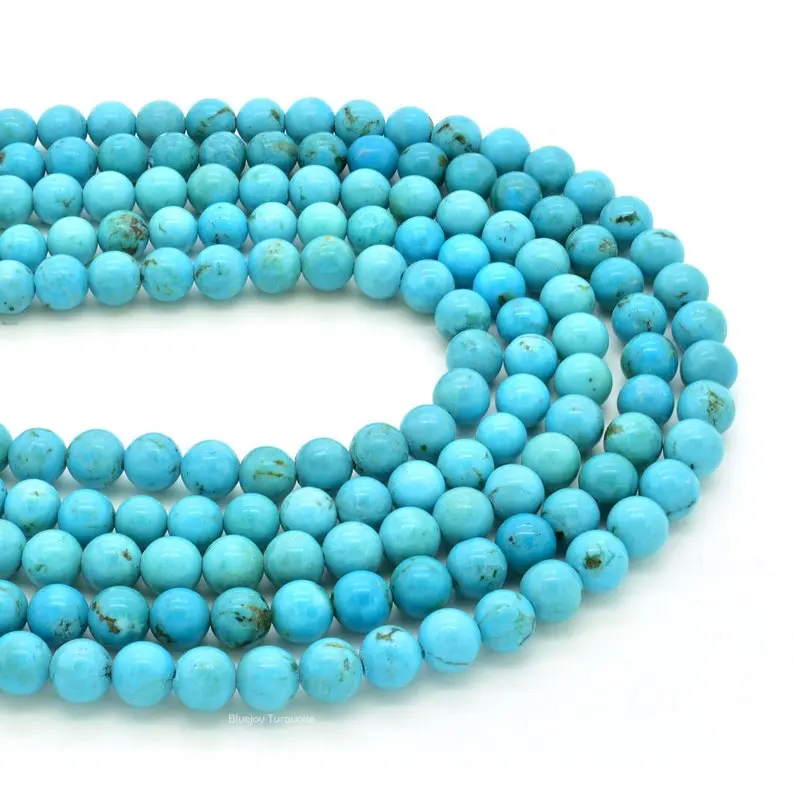 Genuine 8/10/12/14mm Natural Blue Turquoise Round Gemstone Beads Necklace 18"AAA 