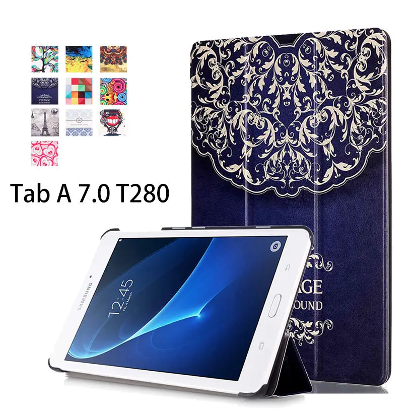 

2016 Flip Leather Case For Samsung Galaxy Tab A a6 7.0 T280 T285 SM-T280 SM-T285 Cases Cover Tablet Funda Business Painted Shell