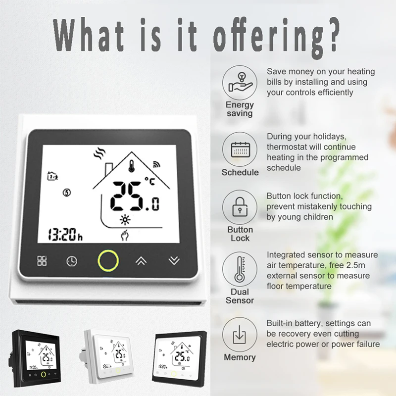 Wifi Thermostat For Water/Gas Boiler LCD Display Smart WIFI Temperature Controller Works With Alexa For Voice Control