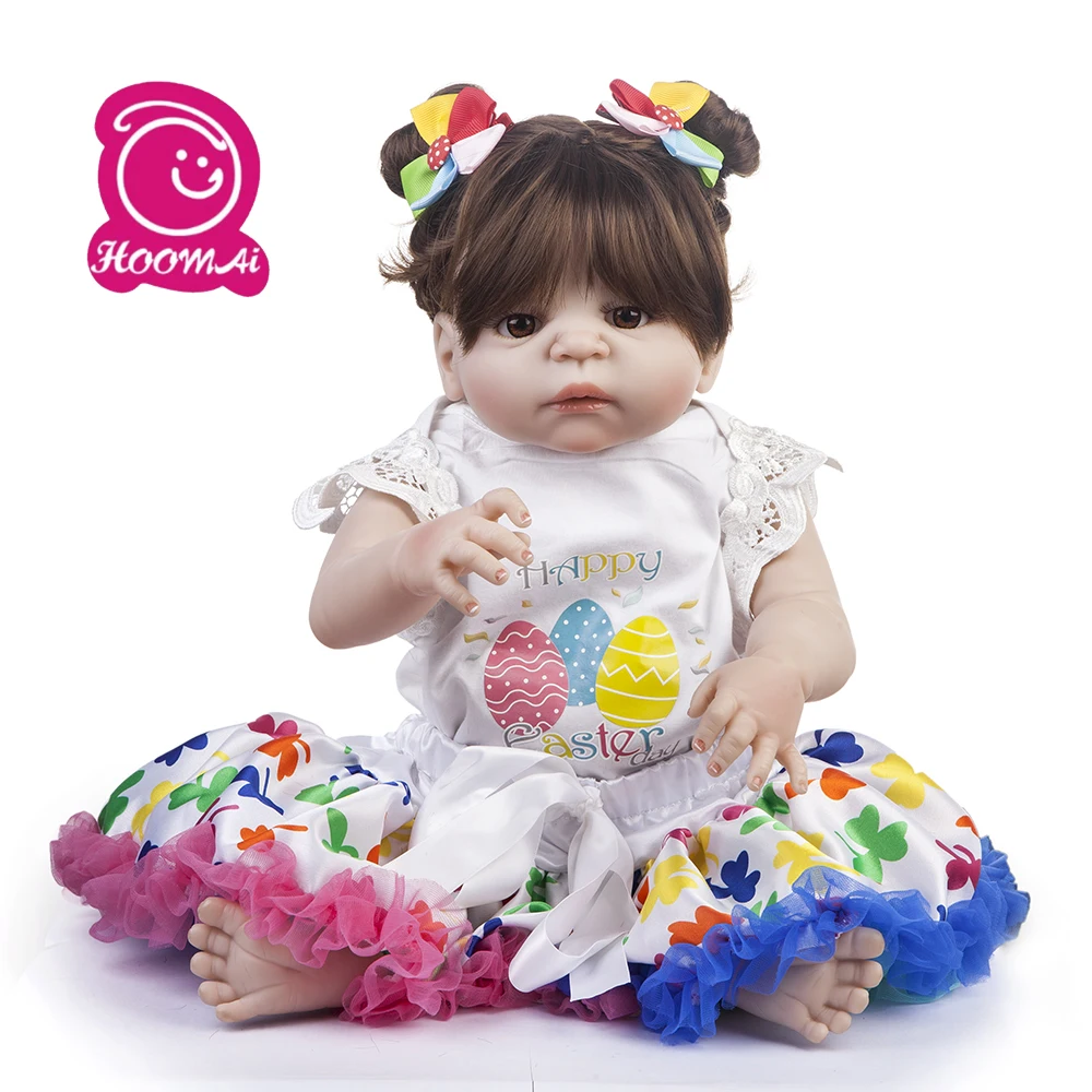 

55cm Full SIlicone Vinyl Body Reborn Beautiful Skirt Bebe Alive Lifelike Bathe Toys Birthday lol Gift Princess Toddler Doll