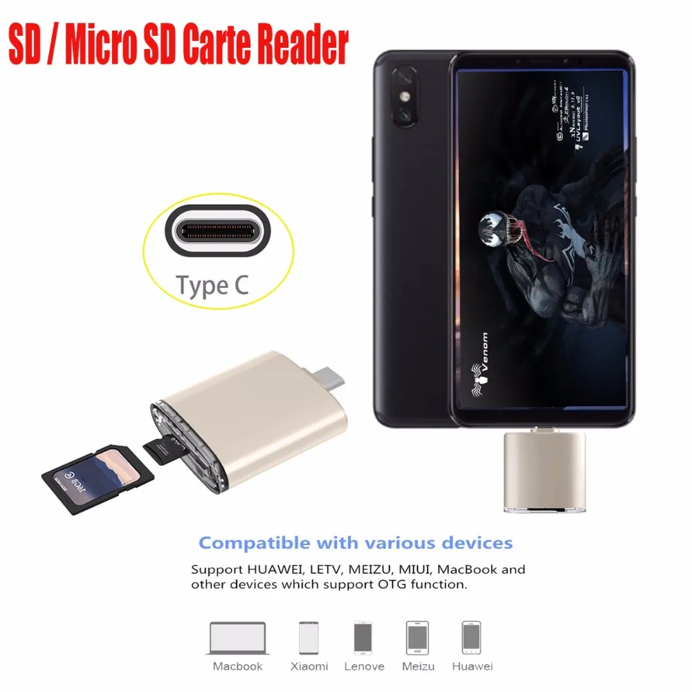 

For Hua wei Card Readers USB 3.1 Type C USB-C TF OTG Card Readers for XIAOMI REDMI 6 6X 8 SE Mix 2 2S Note 3