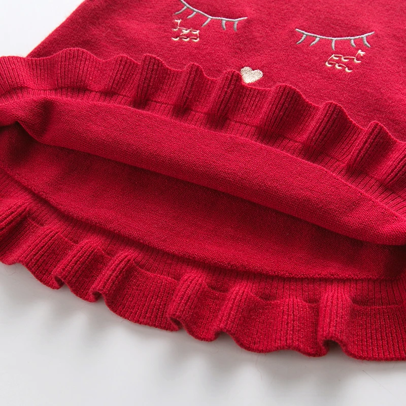 Вязаный свитер без рукавов для маленьких девочек, жилет, вязаный пуловер с вышитыми глазами, одежда для маленьких девочек на осень и зиму