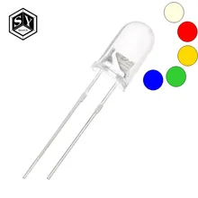 100 шт./лот TZT прозрачный Круглый 5 мм супер яркий прозрачный зеленый красный белый желтый синий светильник светодиодный лампы Светодиод F5