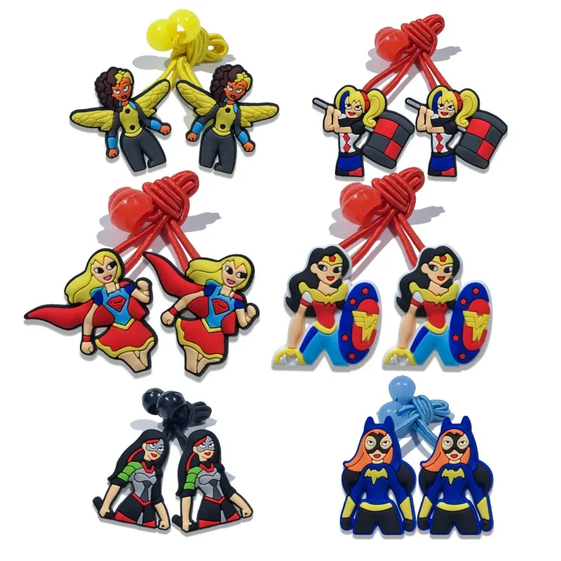 

6Pairs/Lot DC Super Hero Girls Hair accessories for women Hairband Rubber Headbands Soft Fabric Headwear Children Hair Elastic