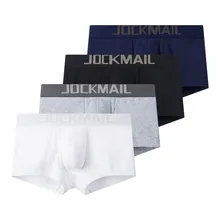 JOCKMAIL, 4 шт./партия, мужское нижнее белье, боксеры, штаны, хлопок, низкая талия, сексуальные, комфортные, U выпуклые, одноцветные, молодежные, дышащие, мужские боксеры, шорты