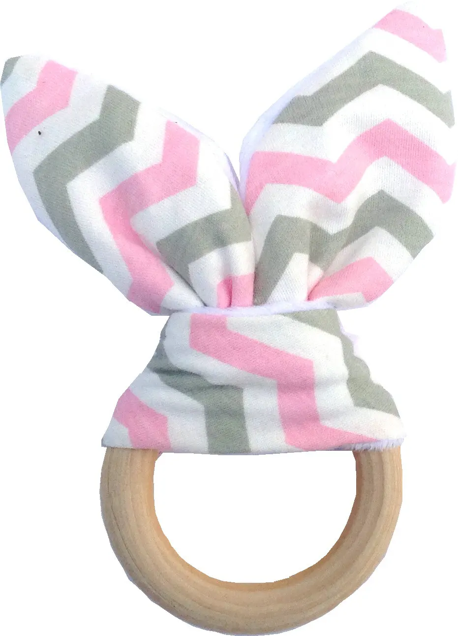 70 мм деревянный натуральный кролик сенсорными ребенка при прорезывании зубов кольца с ткани для Прорезыватель-игрушка для Уход за полостью рта стоматологической помощи для новорожденных детские - Цвет: B