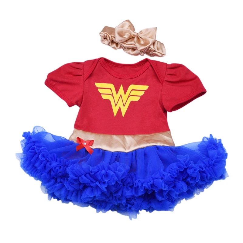 Baby Superhero Tutu Fancy Party Dress Outfit Costume with Headband