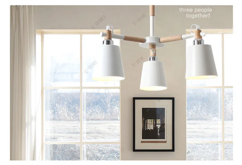 Cabeça de Madeira Conduziu a Lâmpada do Candelabro para Sala Criativo Simples 8 Maciça Estar Branco Preto Lustres Teto Iluminação 3 - 6 18 High Quality Luzes e Iluminação