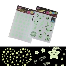 2 шт светится в темноте стены мультфильм звезды наклейки для окон, стены съемные DIY домашнее украшение для детской спальни