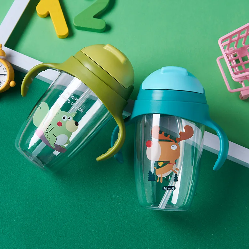 

350ML Baby Infant Bottle BPA Free Milk Feeding Bottle With Anti-Slip Handle & Cup Cover Water Juice Drinking Bottle