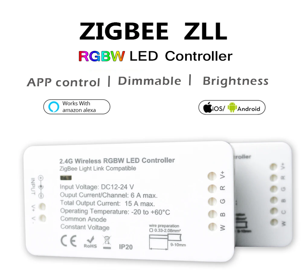 ZLL RGBW Led лента управления Лер DC12V/24 В Светодиодная лента ZigBee контроллер умный дом приложение управление DC12V-24V светодиодные лампы Srtip