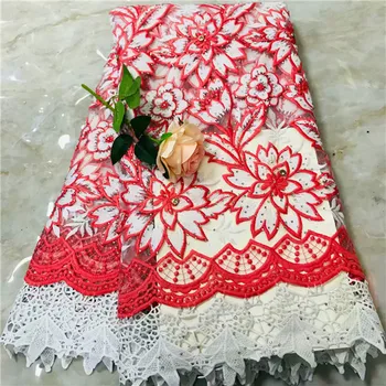 

Amazing flower embroidery French tulle lace fabric nice cord net lace fabric with rhinestones for party VRN161(5yards/lot)