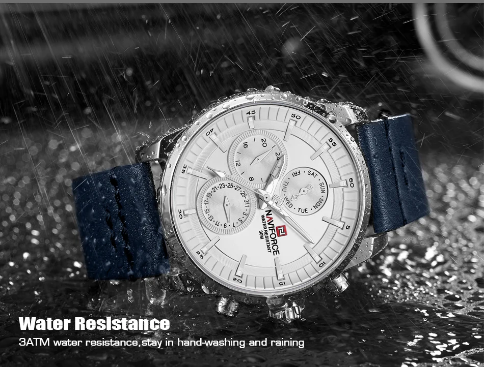 Мужские часы NAVIFORCE Топ бренд класса люкс водонепроницаемые 24 часа дата Кварцевые часы мужские модные кожаные спортивные наручные часы Мужские часы