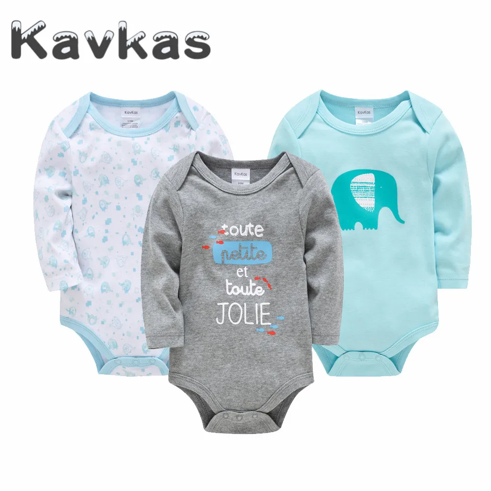 

Kavkas Brand 3 pcs/lot Baby Clothes Cartoon Printed Long Sleeve Cotton Spring Autumn Baby Rompers Newborn Boys Girls Clothing