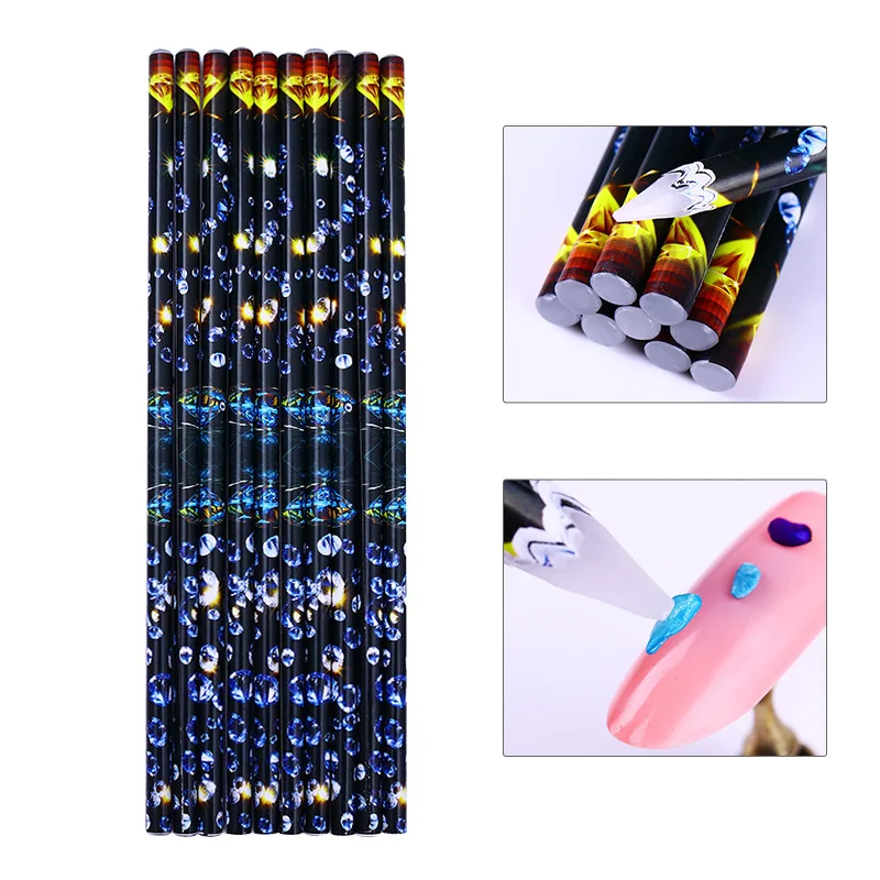 

1Pc Wax Pen Rhinestone Studs Picker Dotting Pencil Easily Picking Up Wooden Manicure Nail Art Tool