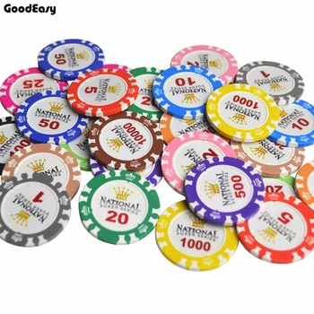 

Casino Crown Poker Chips Entertainment Black Jack Round Poker Chip Clay Metal Taxes Hold'em Poker Chip Sets 5PCS/LOT Dropshiping