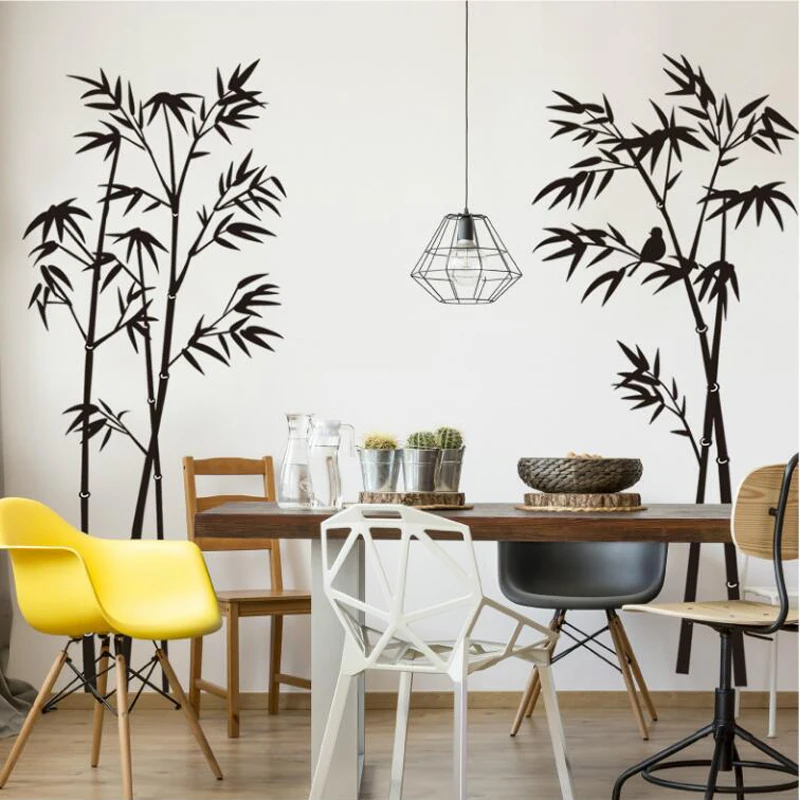Creative bamboo wall stickers for living room adhesive bedroom nature wall decals home decor