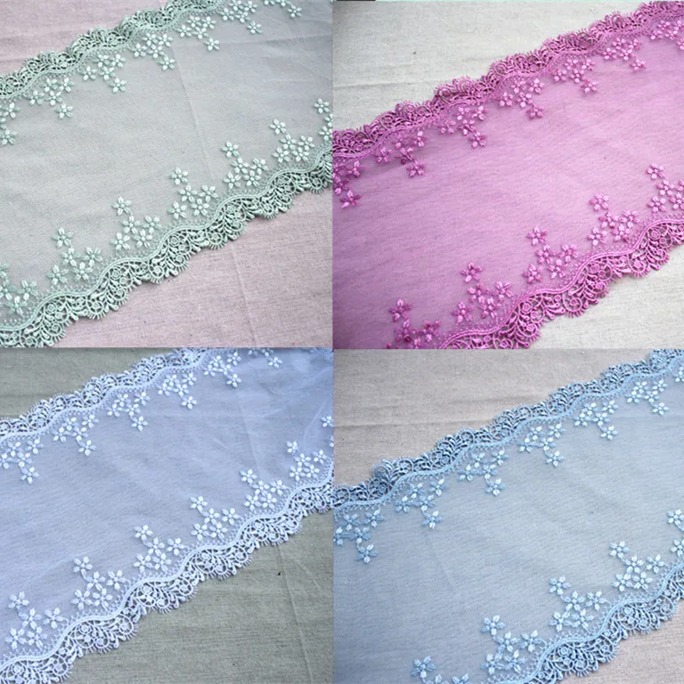 

23cm 9inch wide-3yards/lot Diy Craft Embroidered Tulle Lace Trim Mesh Lace Trim