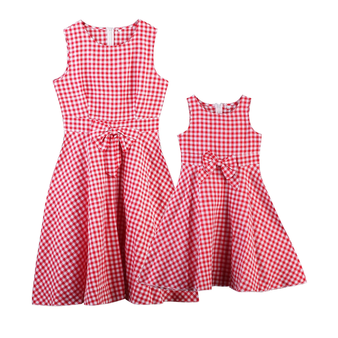 

Family Matching Mother Daughter Dresses Clothes Sleeveless Red Blue Plaids Dresses Fashion Mom Daughter Girls Sundress Outfits