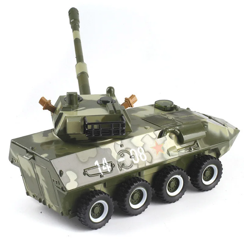 Сплав оттяните назад 8 колеса бронированный автомобиль игрушка статическая военная модель колесница звуковой светильник 801E Танк игрушки