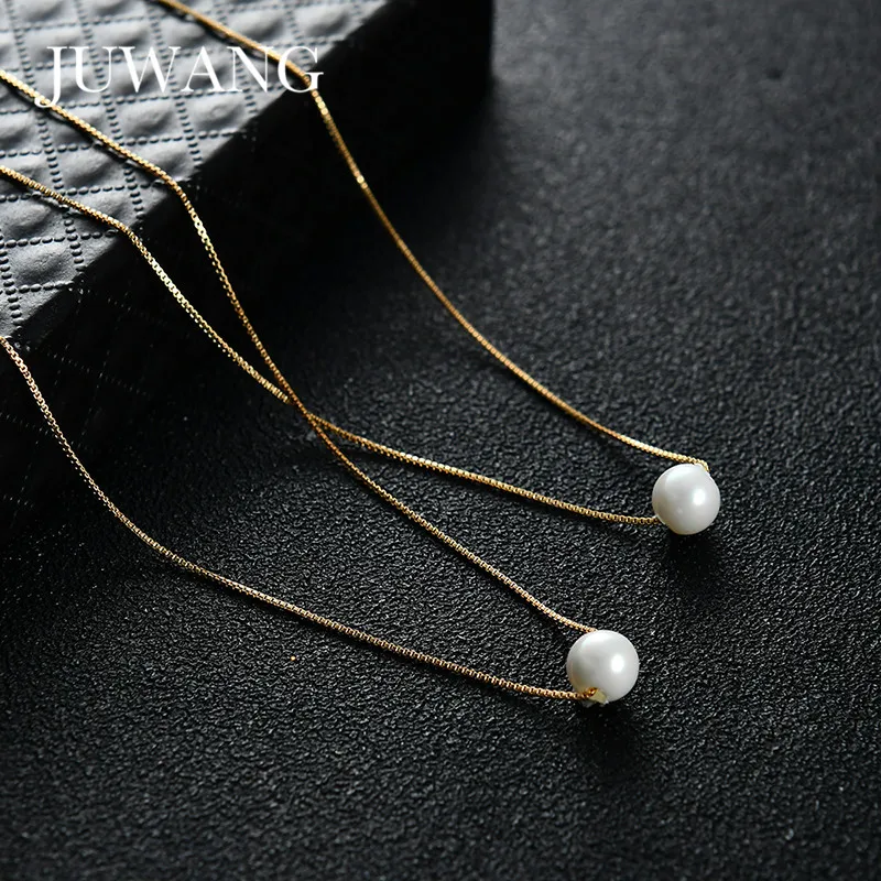 

JUWANG Gold Color CZ Imitation Pearl Pendant Necklace for Woman Girl Choker Office Lady Fashin Jewelry Gift Wholesale