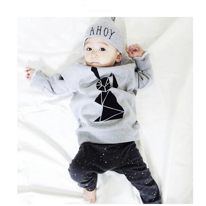 Autumn Baby boy Girl Clothes Long Sleeve Rompers Shirts+Jeans Baby Boys Clothes Baby Clothing Set