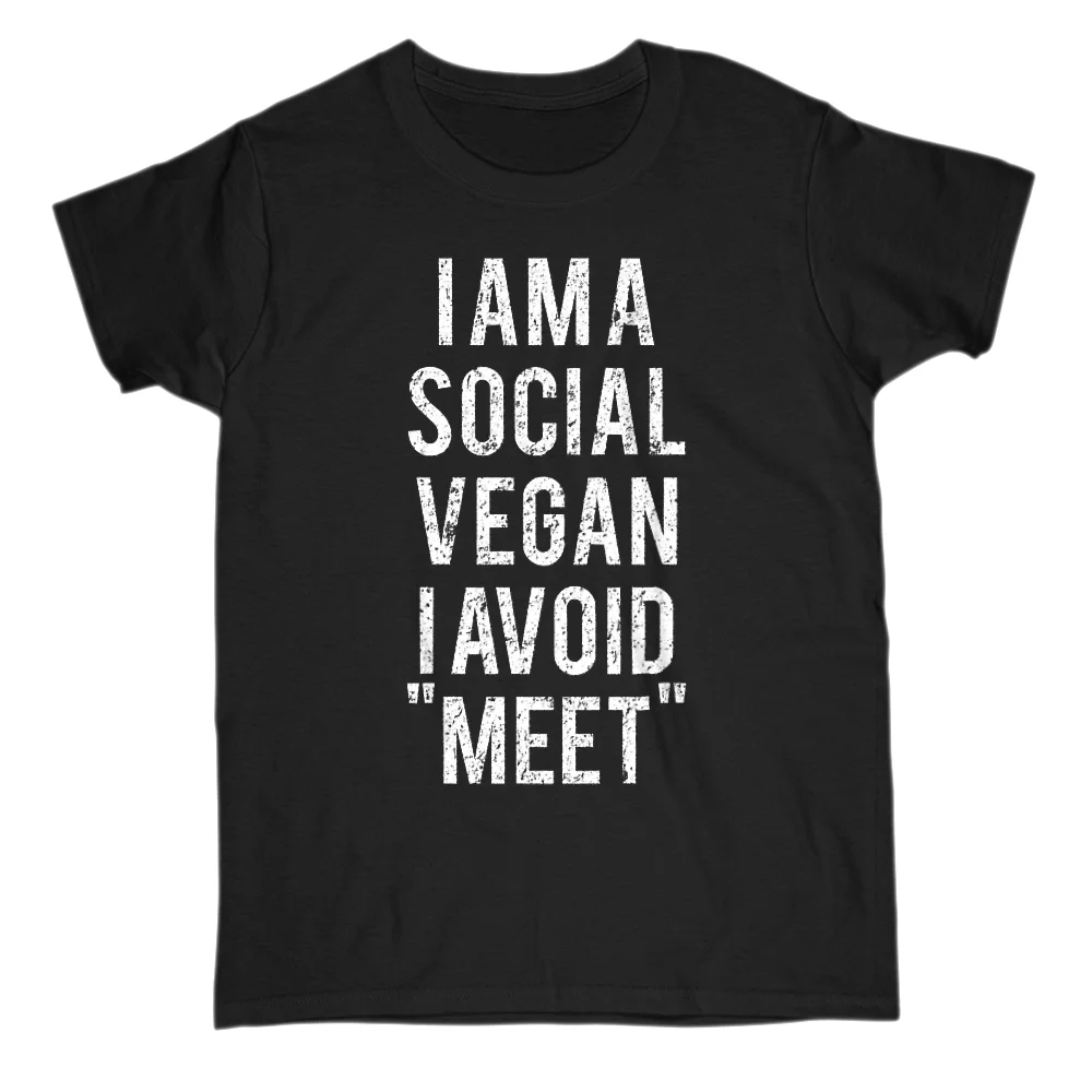 Я социальных Vegan я избежать удовлетворения забавные мужские S рукава футболка
