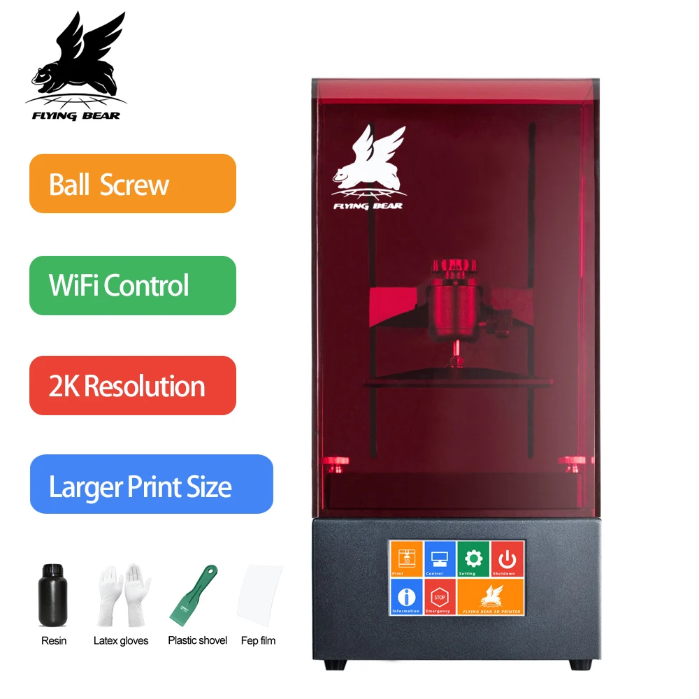

2018 Newest Flyingbear Shine UV Resin DLP 3D Printer Color Touch Screen 2560*1440 LCD High Precision SLA WiFi Plus Size