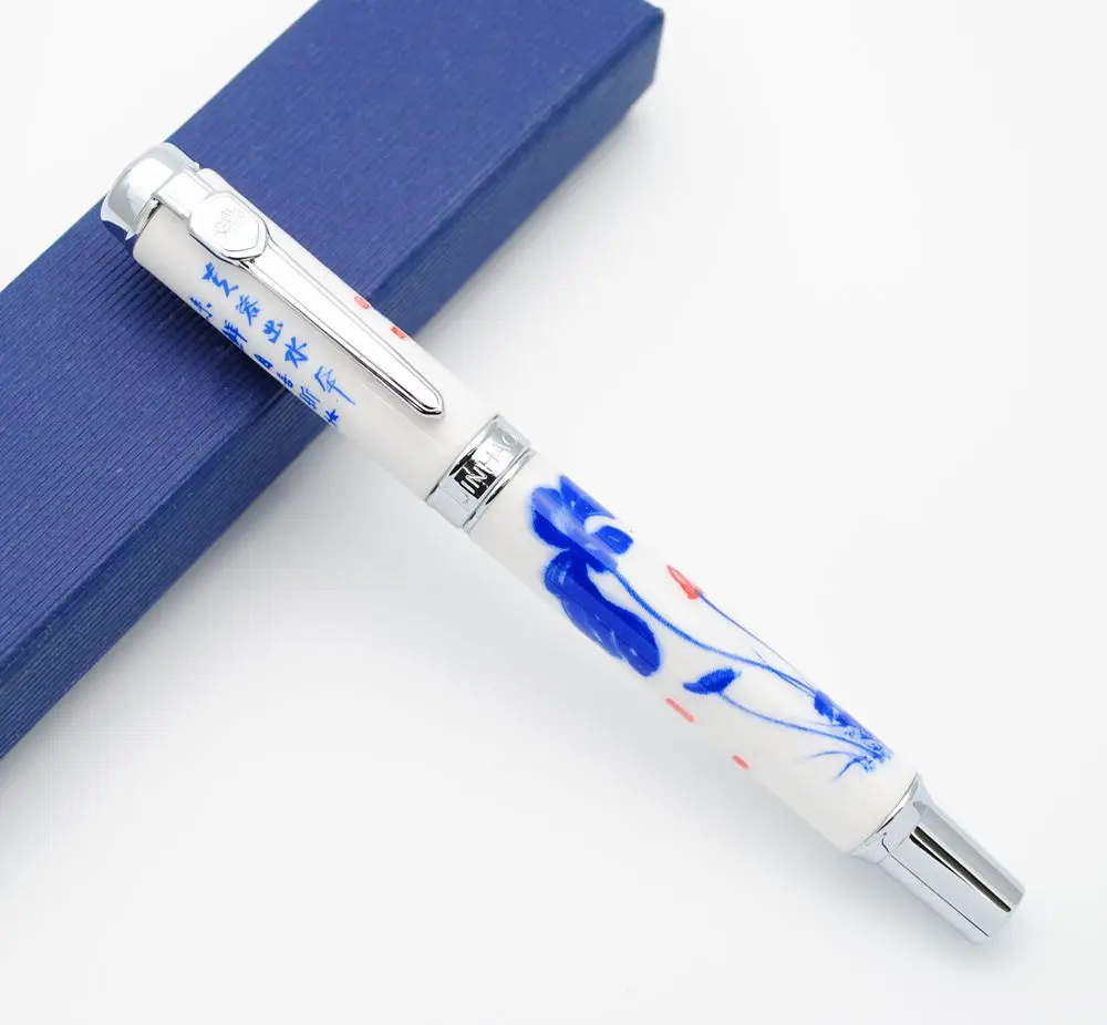 JINHAO 950 Роскошная авторучка синяя и белая фарфоровая чернильная ручка M Nib
