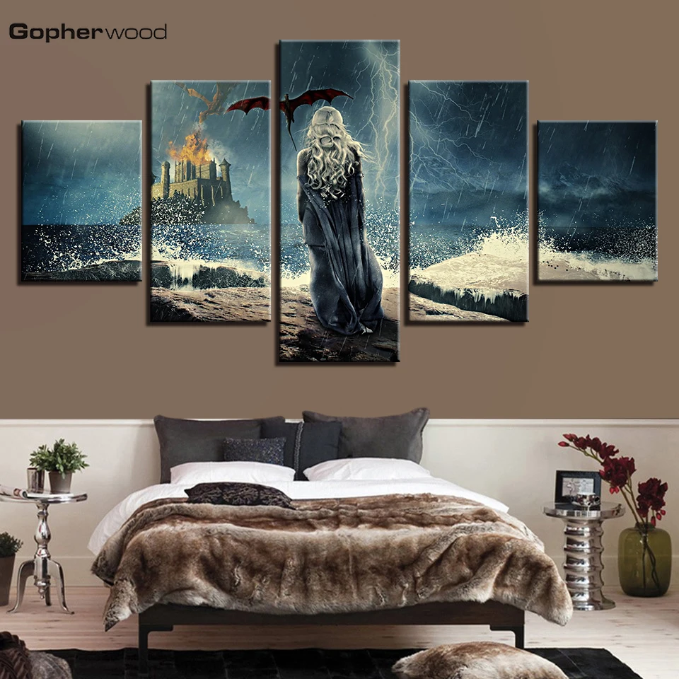 

Modern Canvas Paintings Modular Wall Art Framework 5 Pieces Game Of Thrones Posters Living Room Home Decor HD Prints TV Pictures