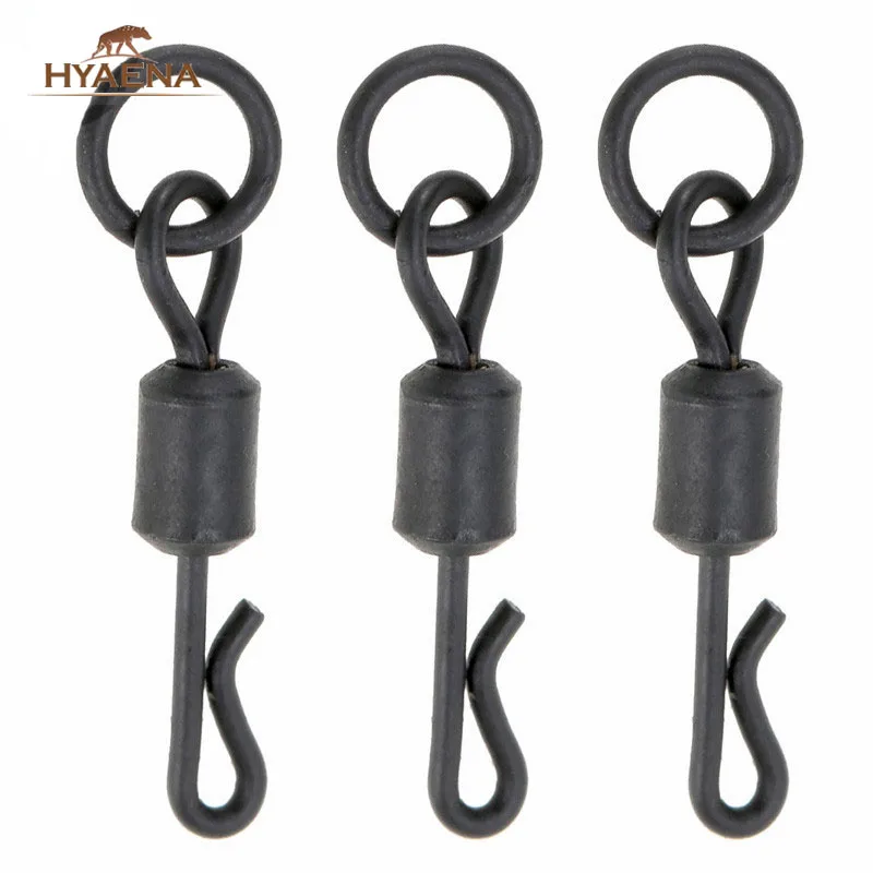 

Hyaena 10pcs 2.4cm Q-shaped Fishing Rolling Swivels Solid Ring Matte Black Carp Rigs Fishing Swivel Connector Carp Fishing