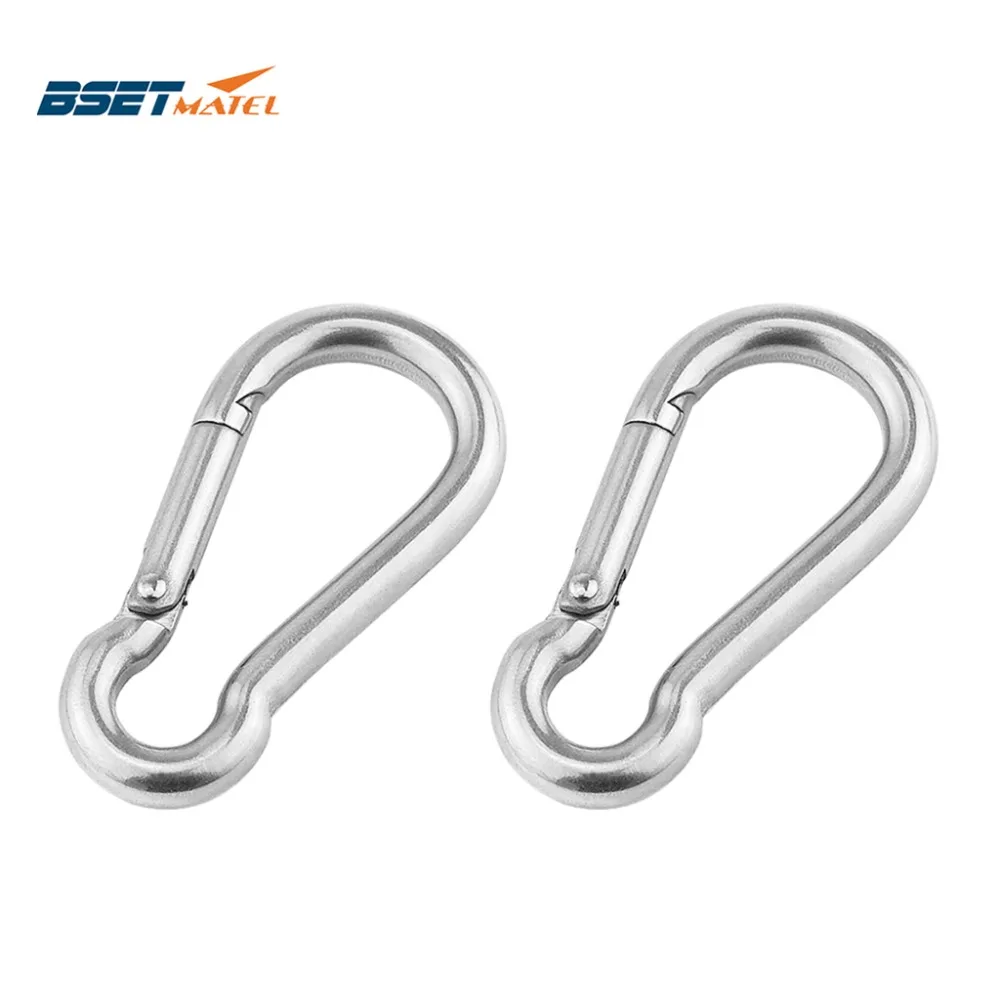 

2PCS 5mm 6mm 8mm Multifunctional 304 Stainless Steel Spring Snap Carabiner Quick Link Ring Hook snap shackle Chain Fastener Hook