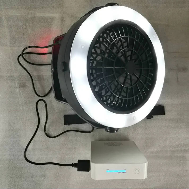 

Portable 3 in 1 Rechargeable USB LED Fan Light Tent Lamp Lantern With Hook for Outdoor Camping Hiking HVR88