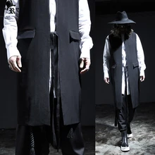 S-6XL! мужской тонкий жилет средней длины без рукавов, Мужская одежда, весенние трендовые костюмы